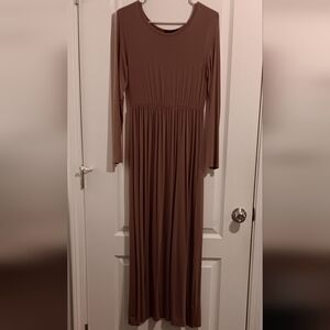 Elegant Khaki Long Sleeve Dress - Dearcase